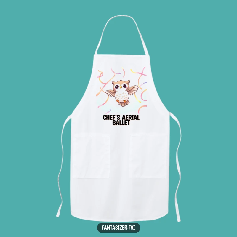 Funny Owl Ribbon Apron: Cook with Ethereal Flair and Humorous Style