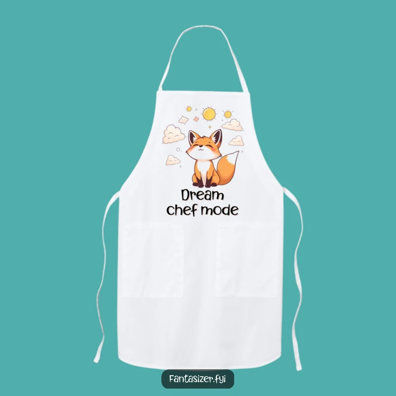 Funny Fox Cloud Gazing Apron: Dreamer’s Kitchen Helper, Fantastical Chef