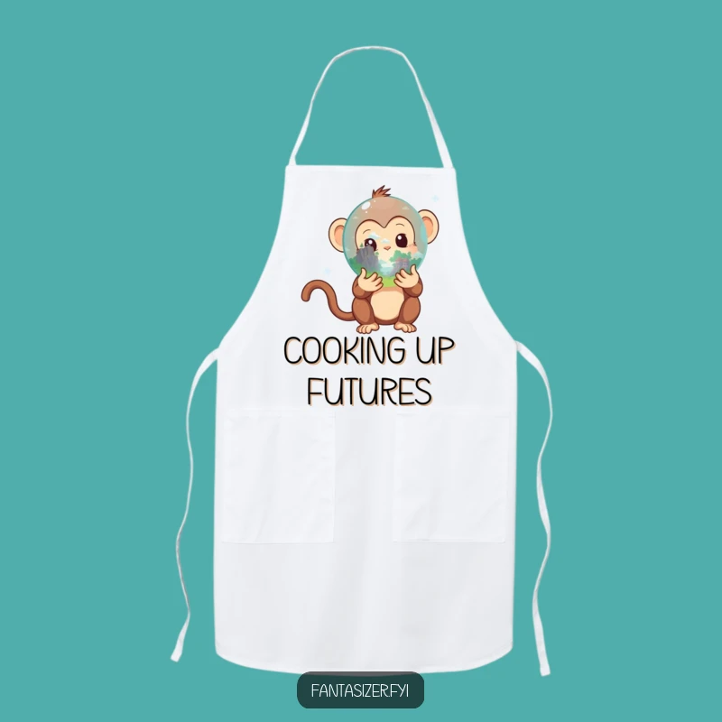 Funny Monkey Crystal Ball Apron: Kitchen Fun & Fantasy, Perfect Chef's Gift