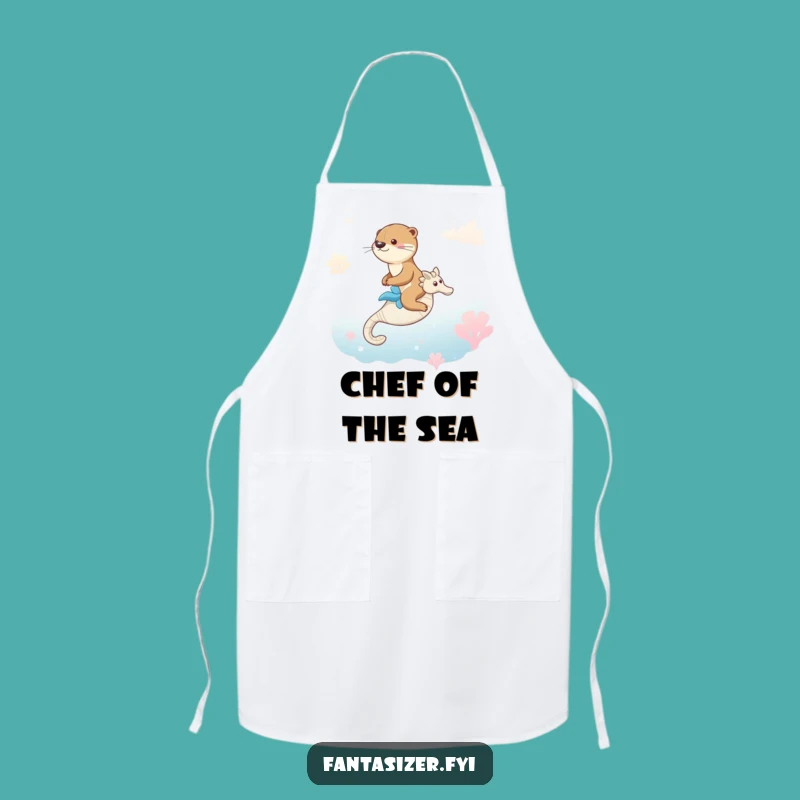 Funny Otter Seahorse Apron: Ocean Adventure Cooking, Perfect Funny Gift for Chefs