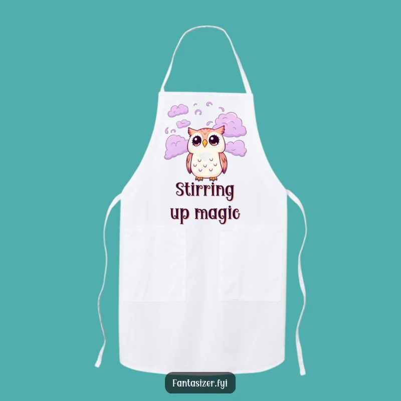 Funny Owl Cloud Apron: Whimsical Chef in Purple Skies, Hilarious Cooking Gift for Dreamers
