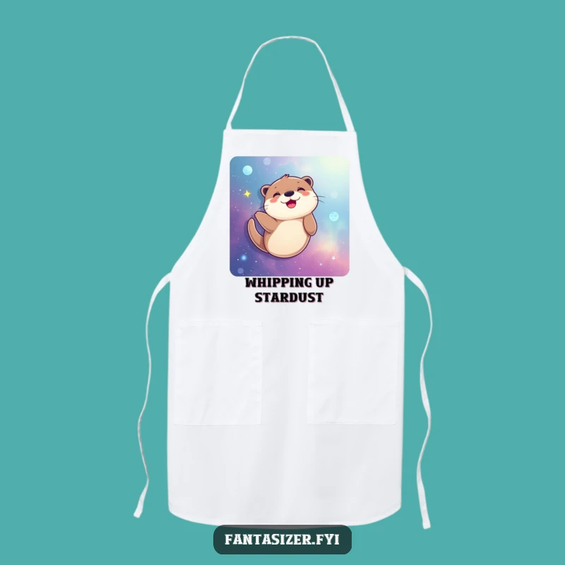 Funny Joyful Otter Galaxy Swimmer Apron: Cosmic Kitchen Adventures Gift