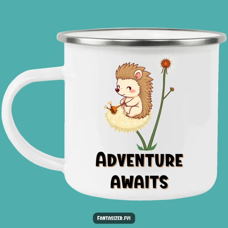 Funny Hedgehog Dandelion Camping Mug: Whimsical Adventure Funny Gift