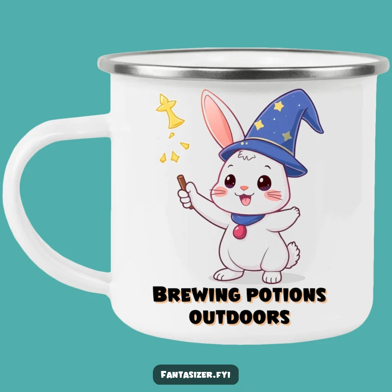 Funny Wizard Rabbit Camping Mug: Outdoor Spell Casting Cup Gift