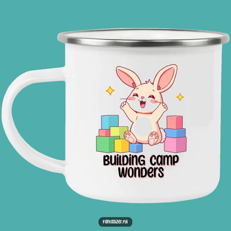 Funny Bunny Blocks Camping Mug: Adventure Gift for Creative Campers