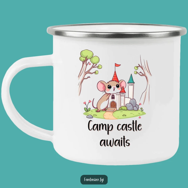 Funny Surprised Mouse Castle Camping Mug: Tiny Adventure Cup Gift