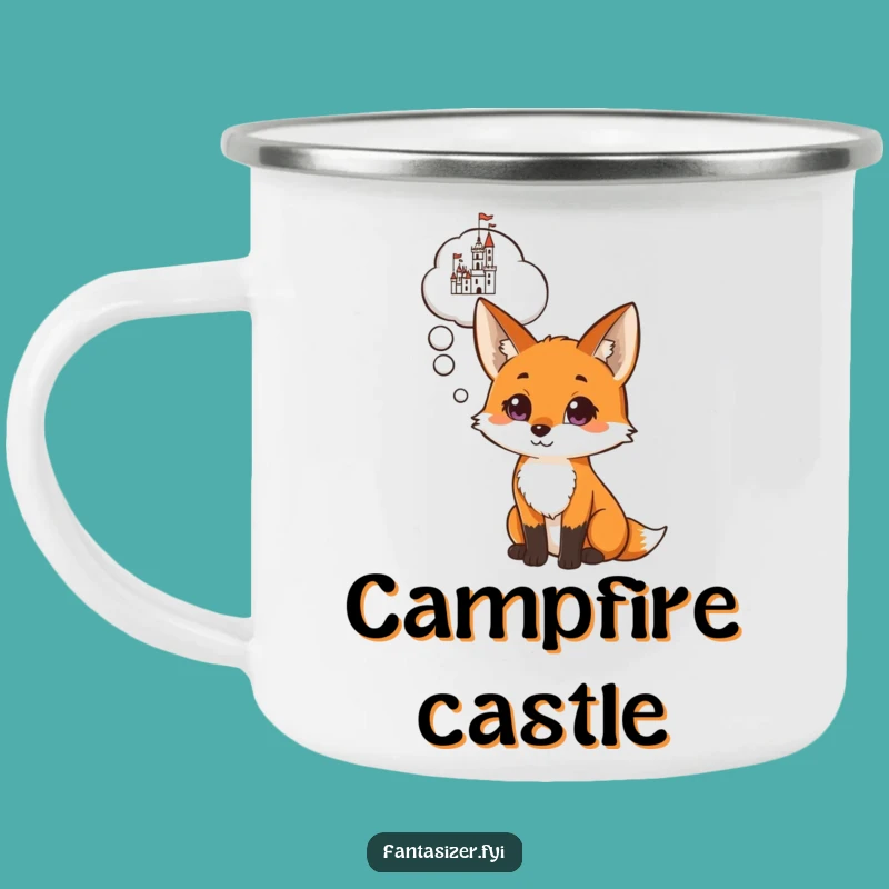 Funny Fox Castle Dream Camping Mug: Sip Your Ambitions with This Humorous Travel Cup