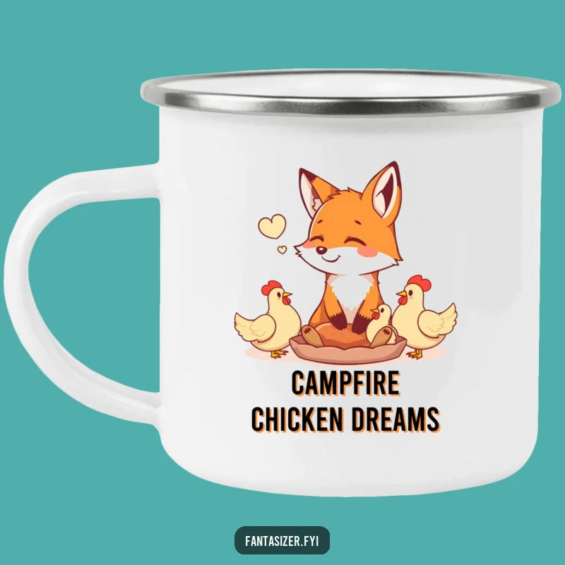 Durable Fox Camping Mug: Daydreaming of Chickens, Outdoor Foodie Gift