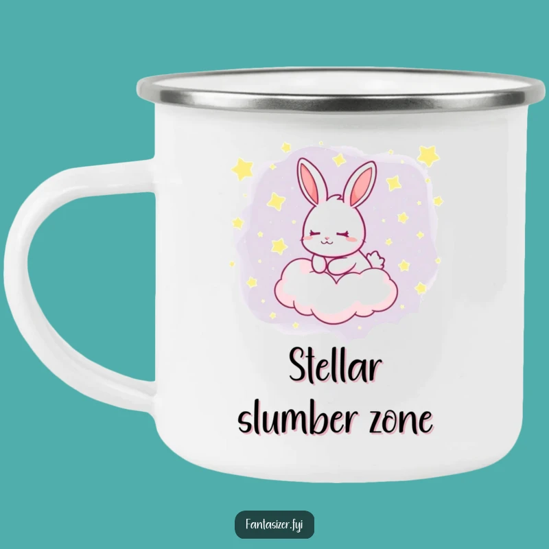 Funny Dreamy Rabbit Camping Mug: Whimsical Starry Cloud Adventure Gift