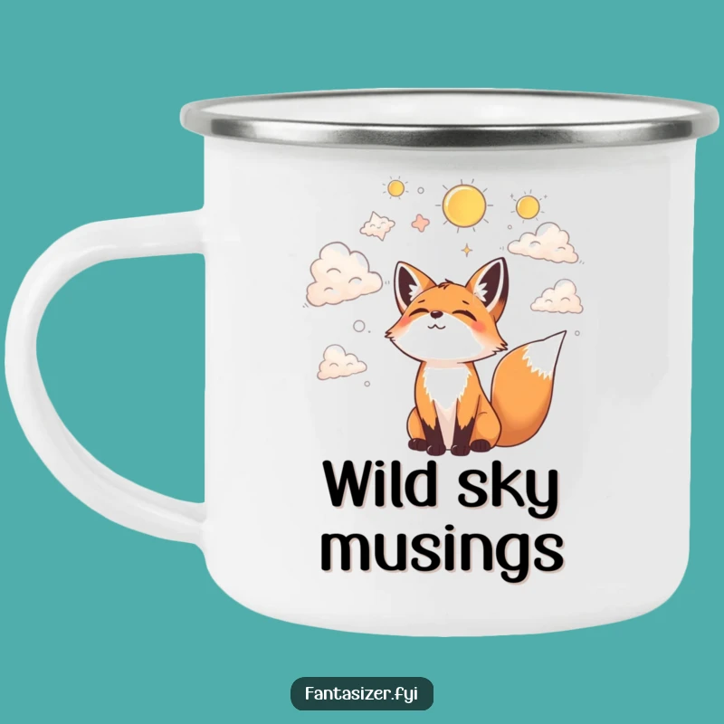 Funny Fox Cloud Gazing Camping Mug: Outdoor Imagination, Joyful Dreamer