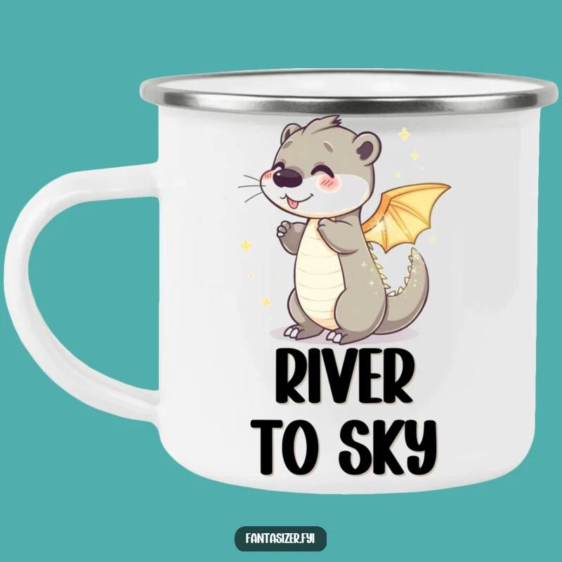 Funny Otter Dragon Camping Mug: Playful Transformation Drinkware, Outdoor Gift