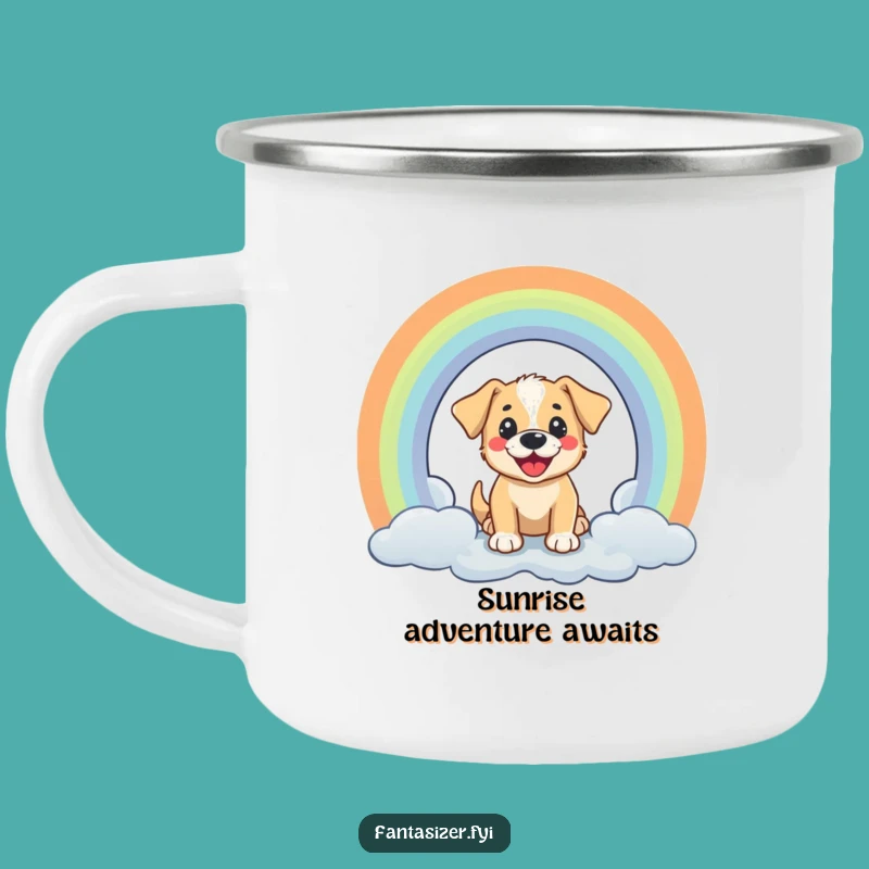 Funny Puppy Rainbow Camping Mug: Cheerful Portal Brew, Perfect Funny Gift for Dog Lovers