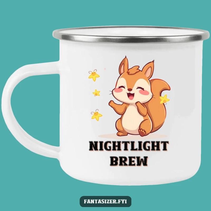 Funny Squirrel Fireflies Camping Mug: Night Adventure Humor, Gift