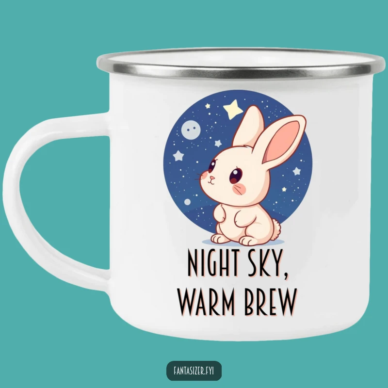Funny Curious Rabbit Stargazer Camping Mug: Outdoor Night Sky Companion Gift