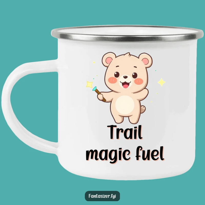 Funny Bear Wizard Camping Mug: Magic Wand & Dancing Lights - Trail Magic!
