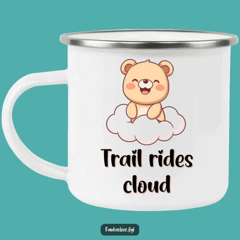 Funny Bear Cloud Rider Camping Mug: Adventure Fuel, Hilarious Happy Gift