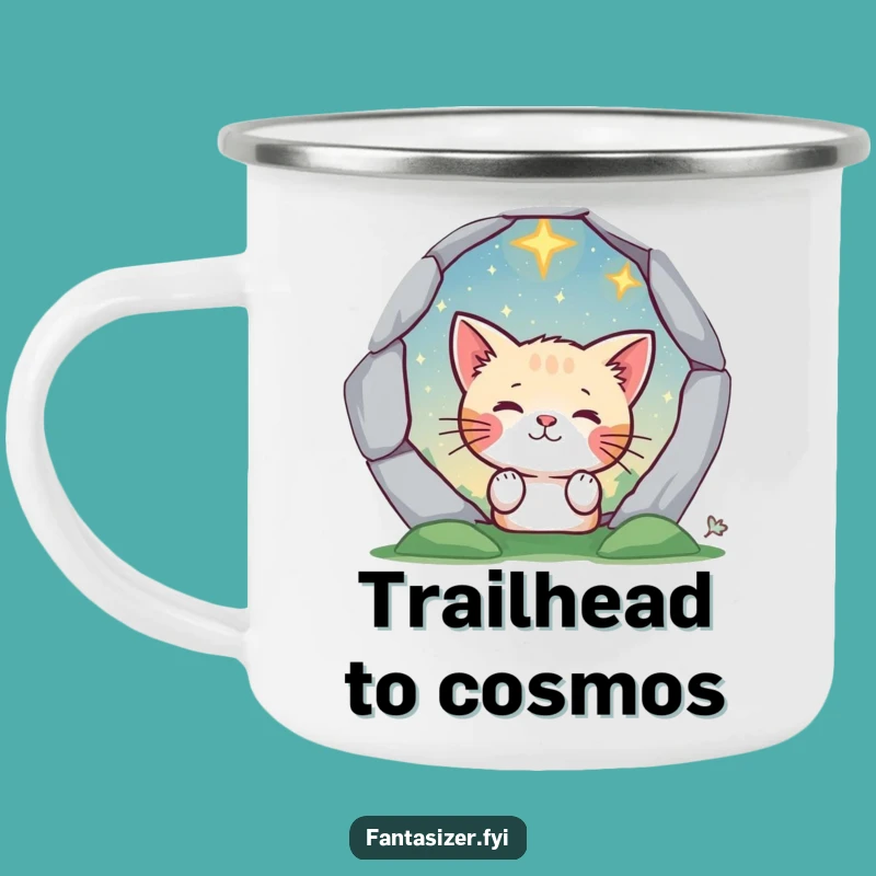 Funny Cat's Cosmic Campfire Mug - Durable & Whimsical Outdoor Gift