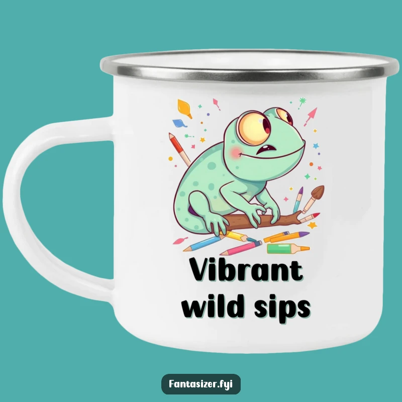 Durable Funny Chameleon Artist Camping Mug - Outdoor Creativity