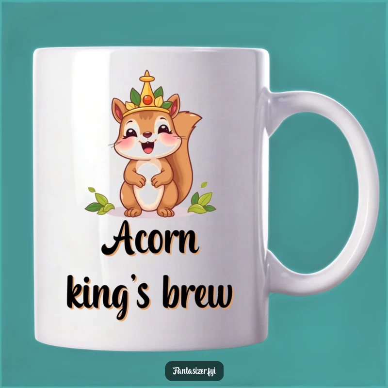 Funny Squirrel King Mug: Rule Your Mornings with This Humorous Leaf Crown Delight