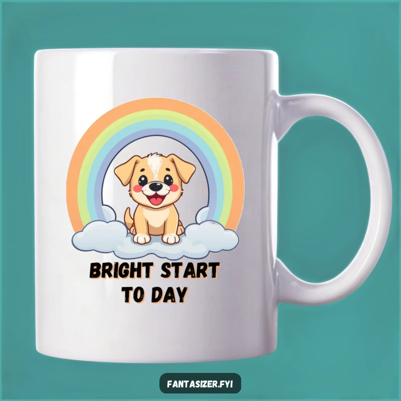 Funny Puppy Rainbow Mug: Cheerful Portal Peek, Perfect Gift for Dog Lovers