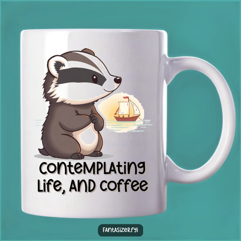 Funny Badger Sunset Mug: Thoughtful Dreamer Gift!