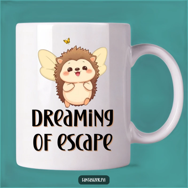 Funny Hedgehog Wings Mug: Delighted Dreamer Gift, Butterfly Fantasy