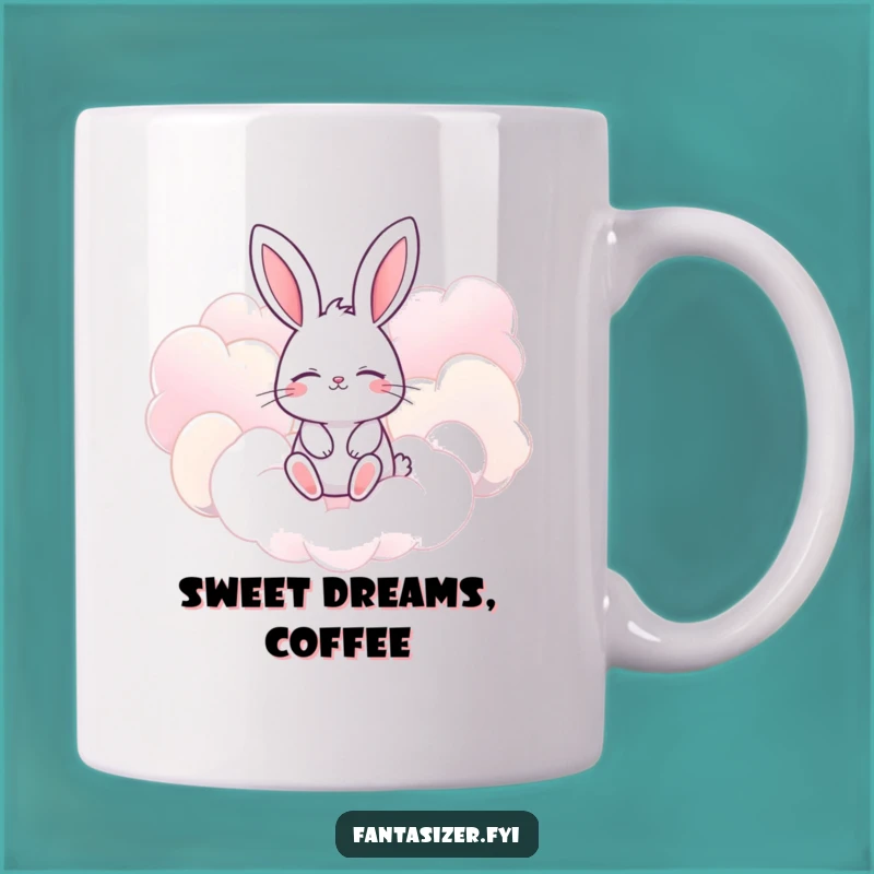 Funny Bunny Dreamer Mug: Candy Cloud Fantasy, Whimsical Funny Gift Idea
