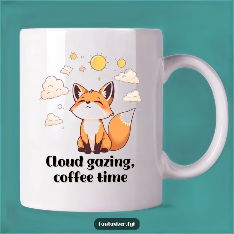 Funny Fox Cloud Gazing Mug: Joyful Dreamer Gift, Fantastical Shapes