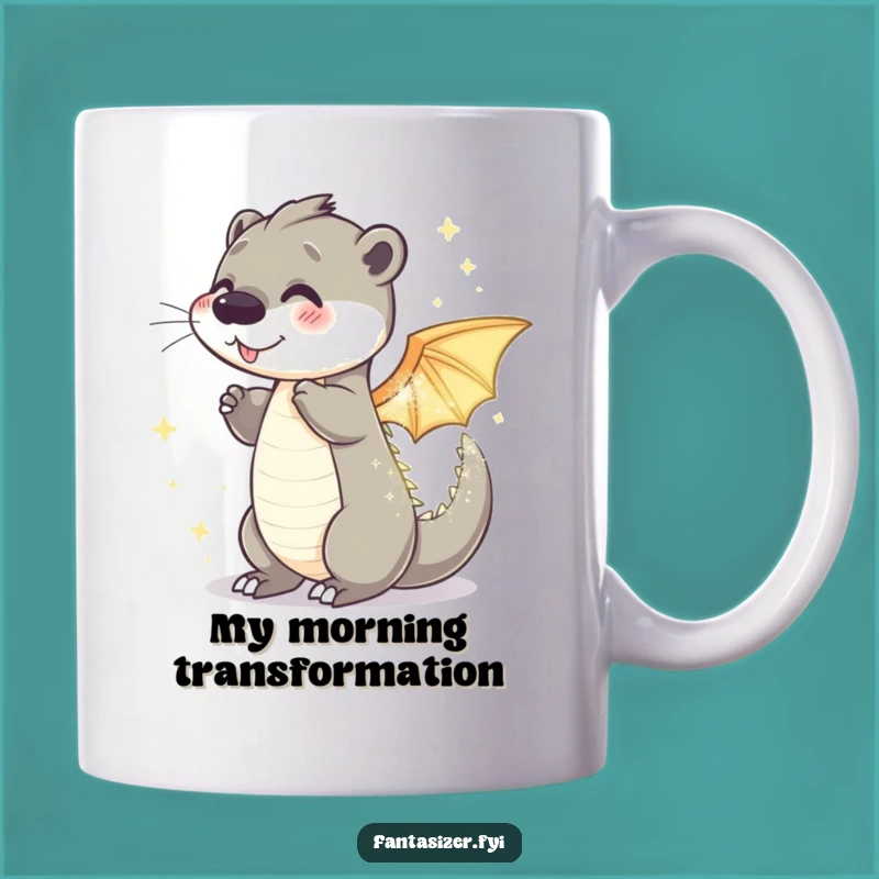 Funny Otter Dragon Mug: Playful Transformation Magic, Unique Fantasy Gift