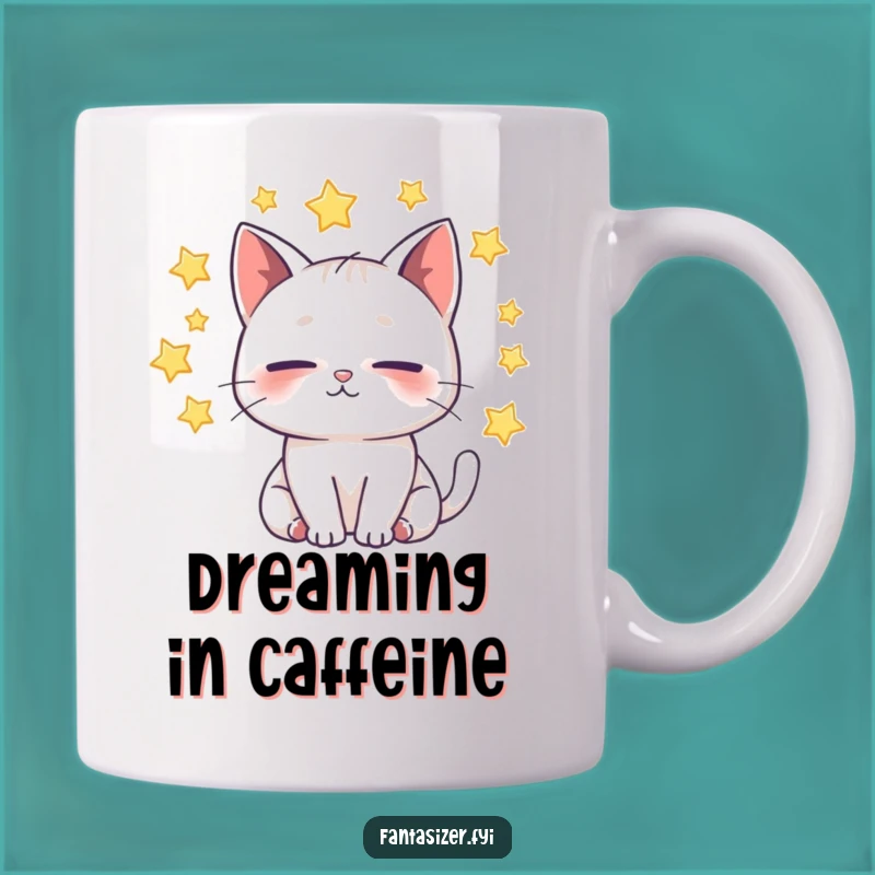 Funny Whimsical Cat Dream Mug: Vivid Starry Night Thoughts Gift