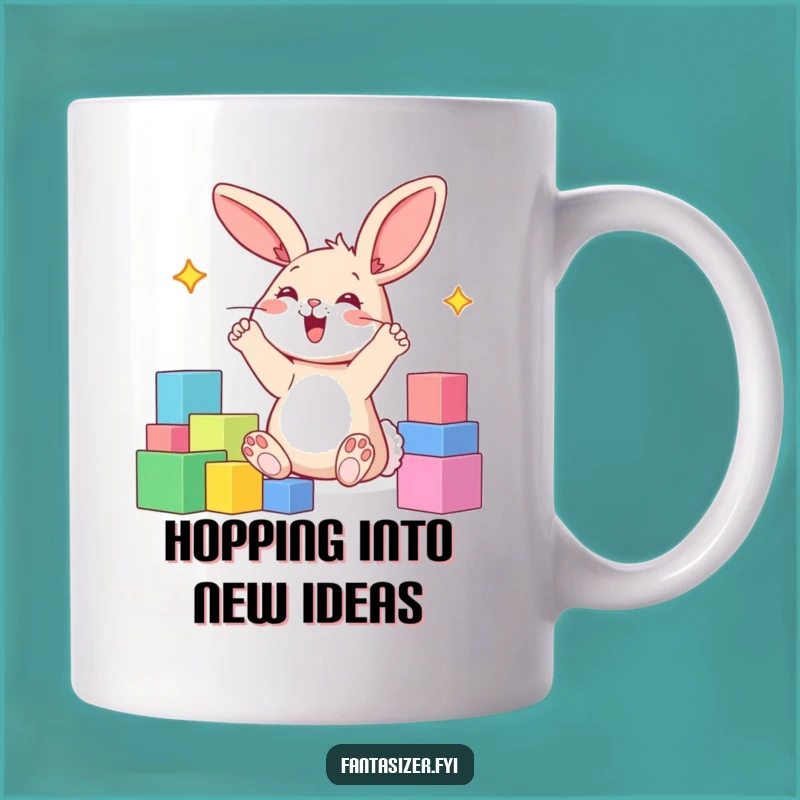 Funny Bunny Blocks World Mug: Imaginative Gift for Creative Bunnies