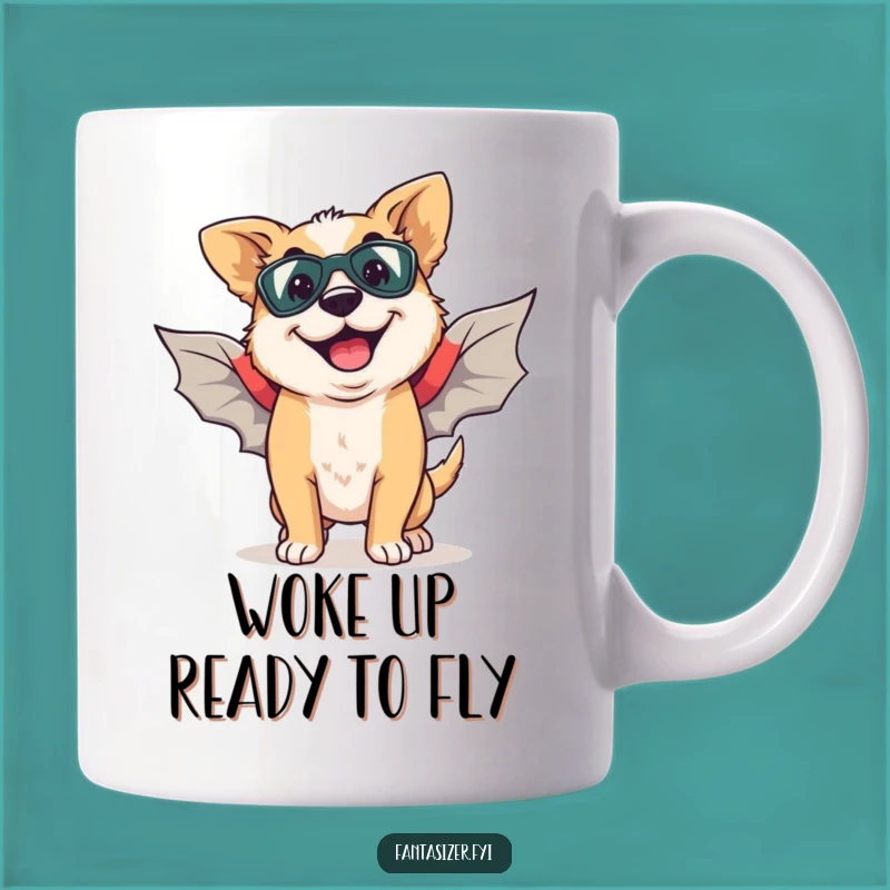 Funny Dog Superhero Wings Mug: Goofy Grin Hero Gift!