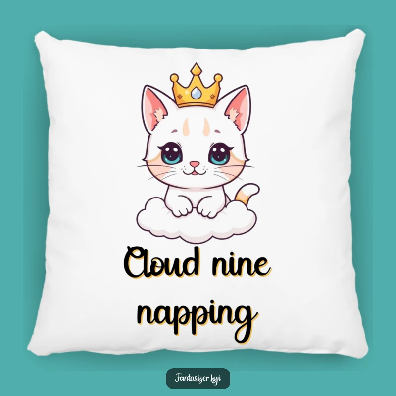 Funny Cat King Pillow: Cloud Kingdom Comfort, Royal Feline Cushion Gift