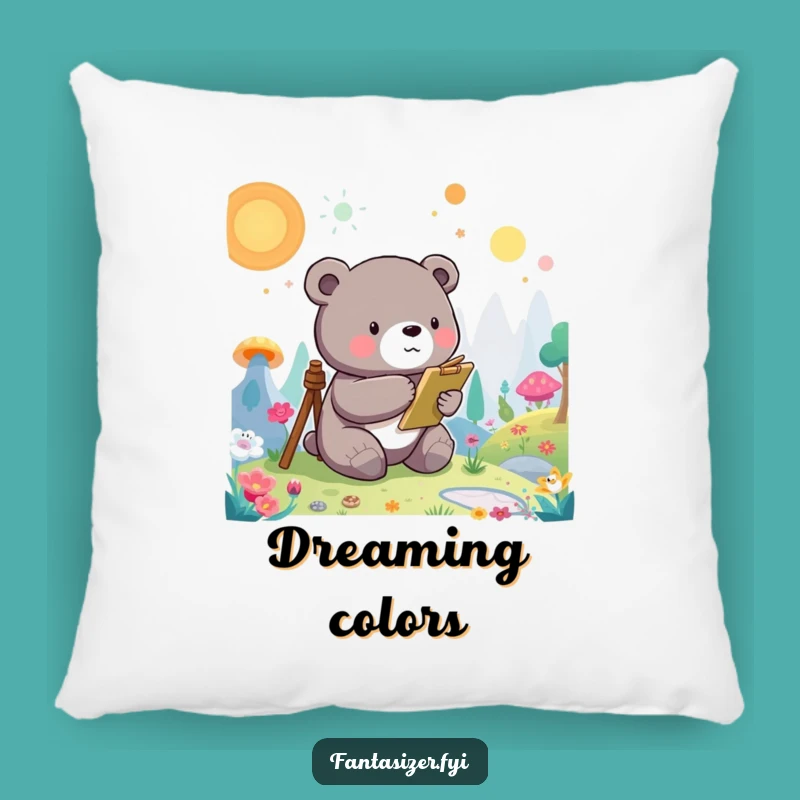 Funny Bear Artist Pillow: Cozy Comfort for Creative Souls, The Perfect Humorous Gift