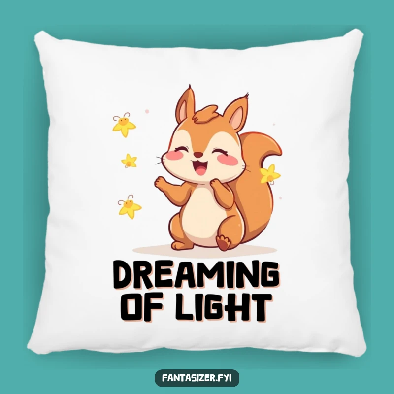Soft Funny Squirrel Fireflies Pillow: Cozy Night Humor, Sweet Gift