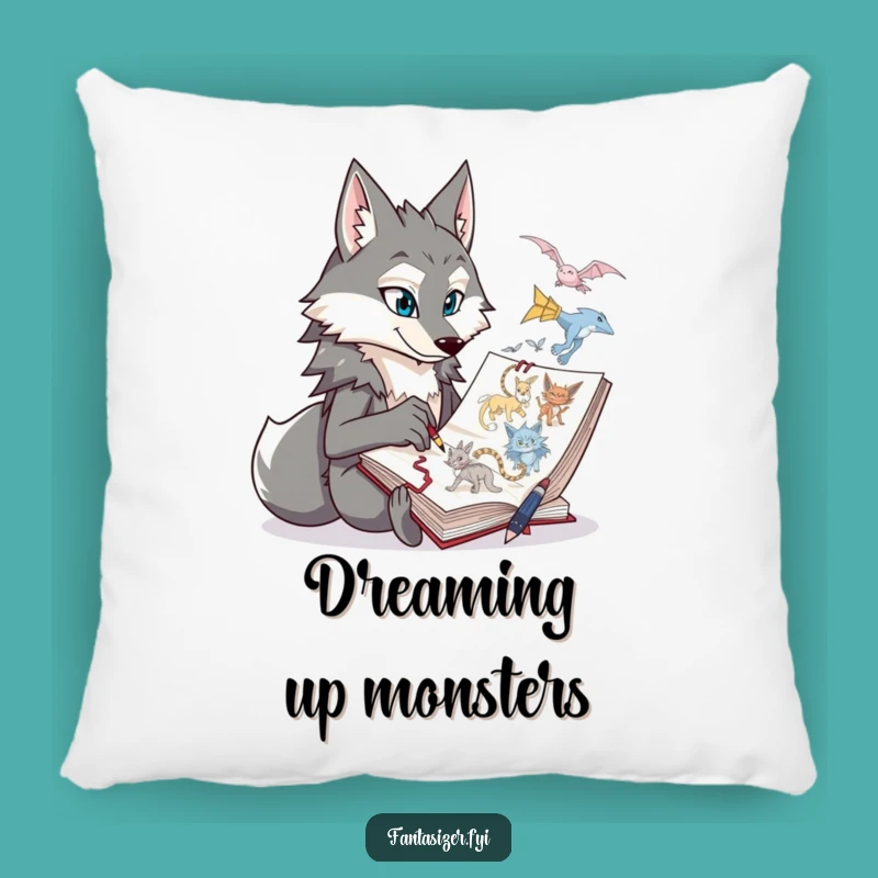 Funny Wolf's Creative Sketch Pillow - Soft & Artistic Comfort Gift