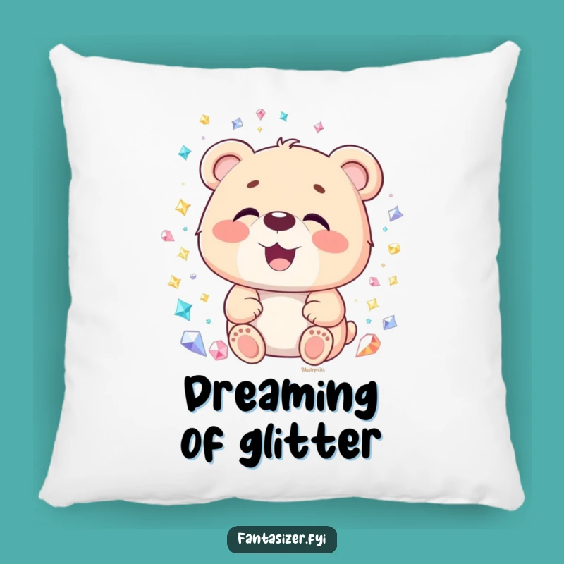 Funny Bear Gemstone Pillow: Cuddle Up with Humor and Sparkling Dreams