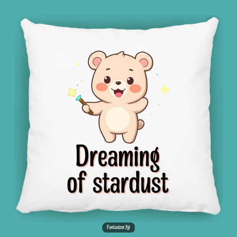 Funny Bear Wizard Pillow: Magic Wand & Dancing Lights - Cozy Enchantment!