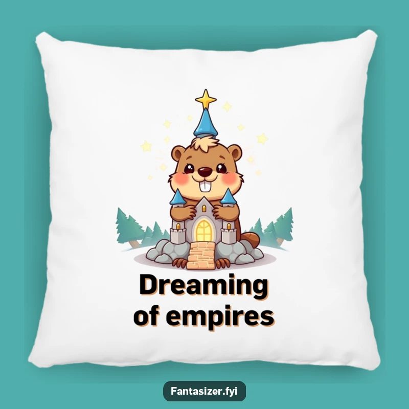 Funny Beaver Castle Pillow, Cozy Stardust Creation for a Humorous Touch