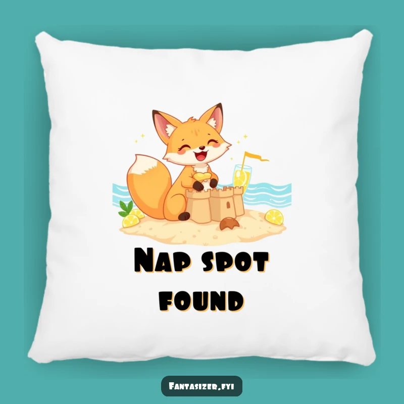 Funny Fox Sandcastle Pillow: Cozy and Hilarious Accent for Your Sofa Gift