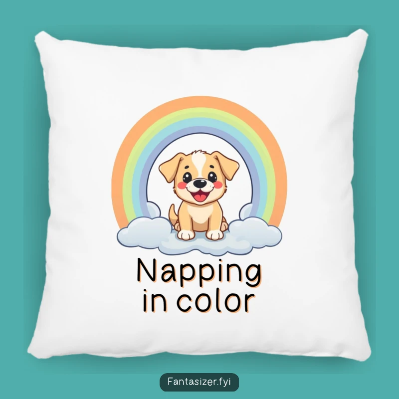 Funny Puppy Rainbow Pillow: Cozy Portal Comfort, Whimsical Funny Gift for Kids