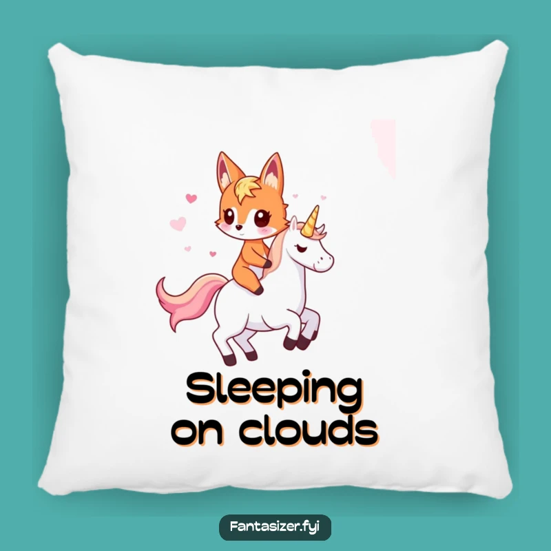 Soft Funny Fox Riding Unicorn Pillow: Cozy Fantasy, Sweet Gift