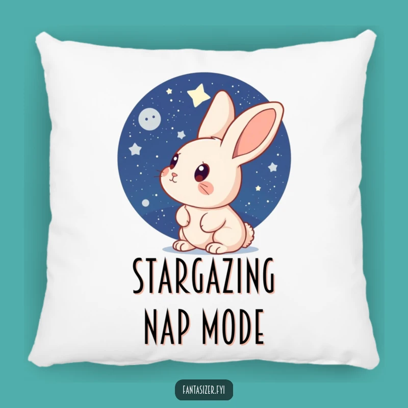 Funny Curious Rabbit Stargazer Pillow: Cozy Night Sky Comfort Gift