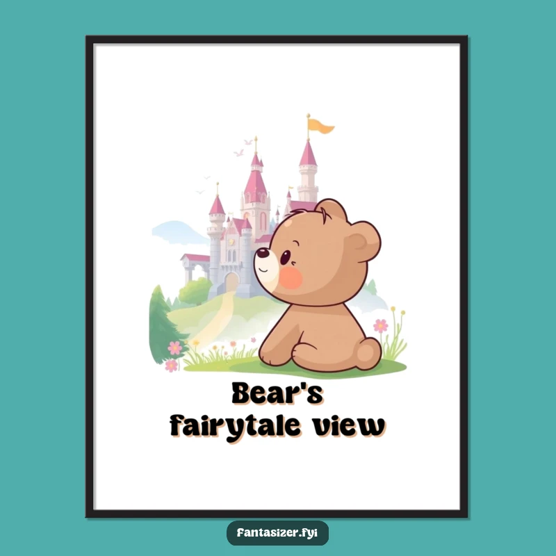 Funny Bear Castle Digital Art Print - Instant Humorous Fantasy Decor