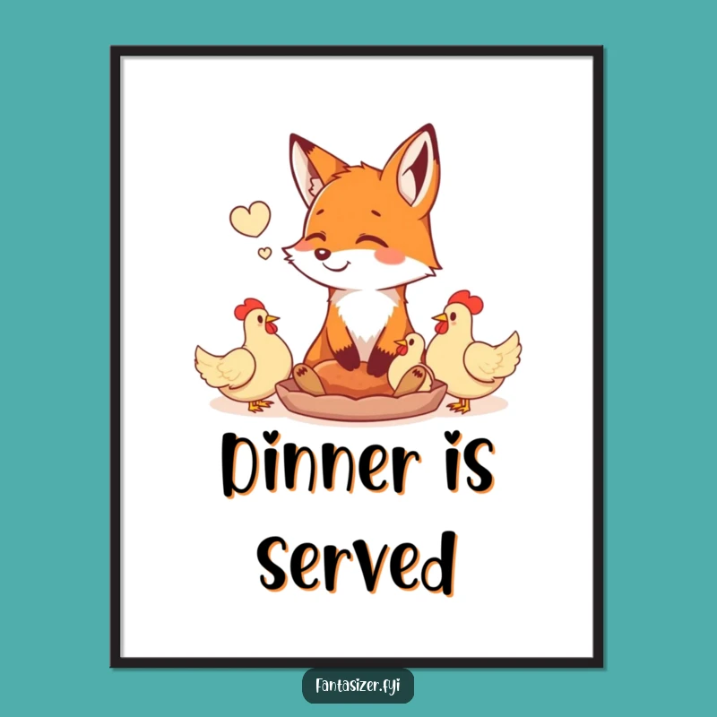 Digital Fox Print: Daydreaming of Chickens Art, Instant Decor