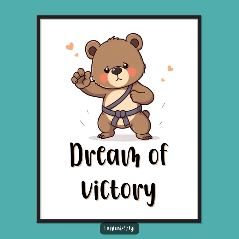 Funny Bear Cub Martial Arts Digital Print: Hilarious Instant Decor!