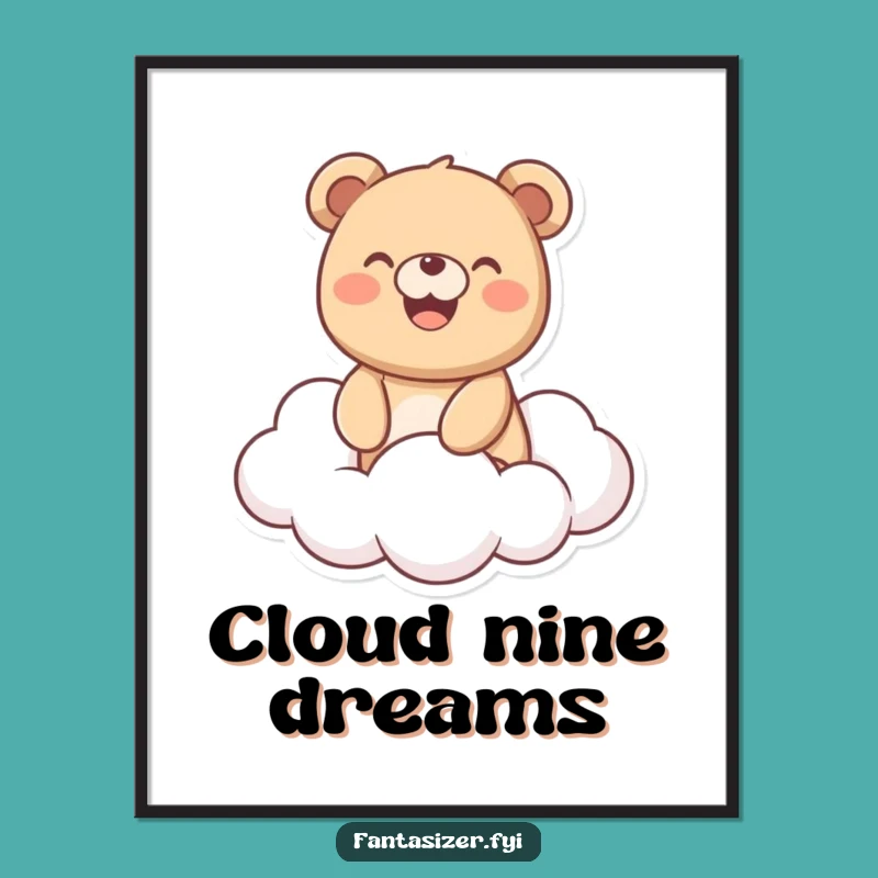 Funny Bear Cloud Rider Digital Art: Instant Download, Hilarious Joyful Decor Gift