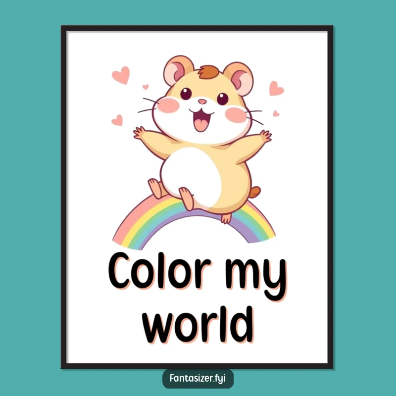 Funny Hamster Rainbow Digital Print: Whimsical Wall Art, Bring Joy Home, A Humorous Gift