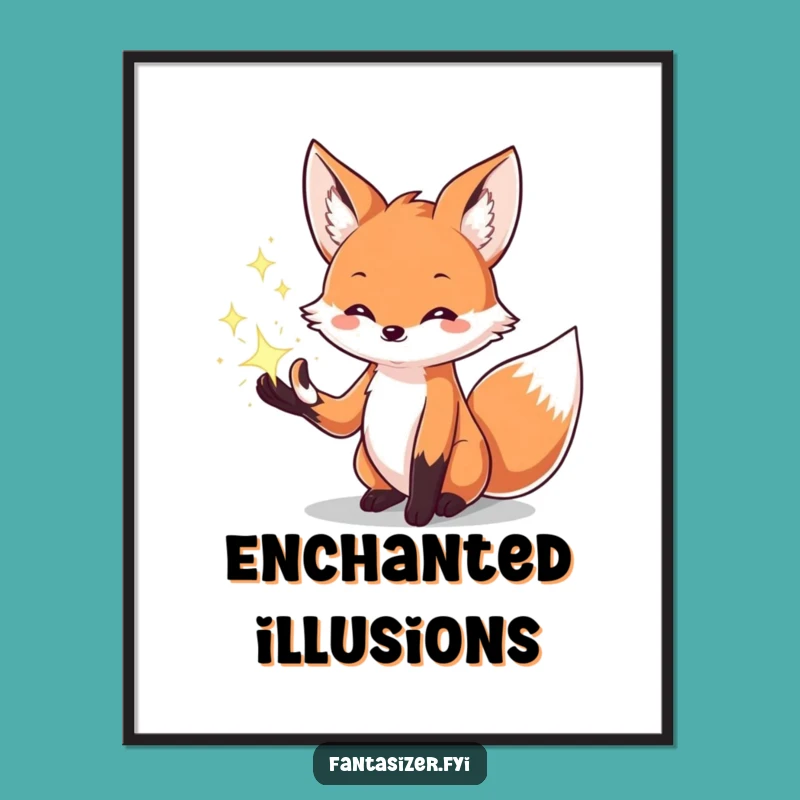 Funny Magic Fox Art Print: Creative Sparkle Gift for Digital Decor