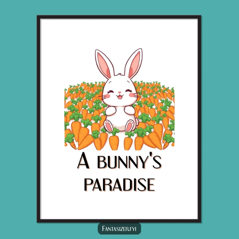 Funny Rabbit Carrot Digital Art: Joyful Decor, Instant Funny Gift